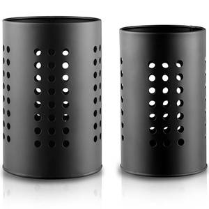 lot 19384 image: Evanda Kitchen Utensils Holder for Countertop Pack of 2, Stainless Steel Black Utensils Caddy, Farmhouse Stylish Organizer and Kitchen Decor Utensil Crock, Gift for New House New Apartment - Retail $14