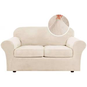 lot 19395 image: H.VERSAILTEX 3 Piece Stretch Sofa Covers Couch Covers for 2 Cushion Couch Loveseat Covers Width Up to 72 Inch Feature Thick Soft Stay in Place (Medium Sofa, Cream) - Retail $41