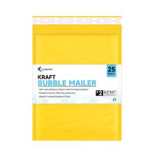 lot 19421 image: Kkbestpack Kraft Paper Bubble Mailers #2, 8.5x12 Inch Self-Seal Padded Mailing Envelopes, Usable Size 8.5x11, Pack of 25 - Retail $21