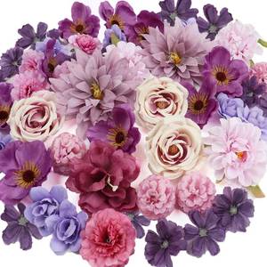 lot 19423 image: Nagobi 56 PCS Fake Flowers Heads for Craft, Artificial Purple Silk Flower Heads Bulk Faux Mini Flowers for Graduation Cap, Cake Topper, DIY Wreath, Wedding Bridal Party Home Decoration - Retail $15