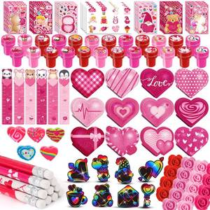 lot 19427 image: BenLouis Valentines Day Stationery Gifts Set for Kids Hearts Pencils Erasers Stickers School Classroom Exchange Reward Prizes Bulk for Students Valentines Party Favors Goodie Bag Filler 216pcs