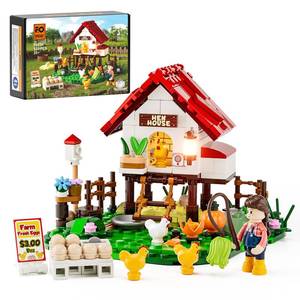 lot 19431 image: FUNWHOLE Farm Hen-House Lighting Building-Bricks Set - Farm Life Chicken Henhouse and Animal Collection LED Light Construction Building Model Set 323 Pcs for Adults and Teen