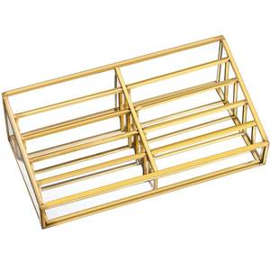 lot 19432 image: Cedilis Gold Business Card Holder, Multiple Business Card Display Holder, 10 Slot Glass Business Cards Organizer, Clear Metal Name Cards Display Storage Stand for Office Desk