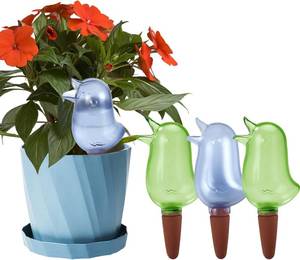 lot 23370 image: 4 Pack Self Watering Spikes, Indoor Plant Watering Globes, Bird Shape Automatic Irrigation Spikes,Plant Watering Devices (Green&Blue) - Retail $13