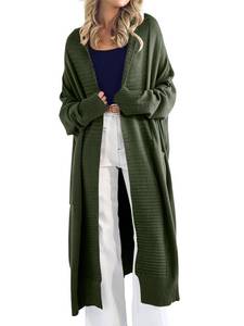 lot 25007 image: Danedvi Womens Long Cardigan Sweaters 2026 Spring Chunky Knit Oversized Slouchy Open Front Warm Coats with Pockets Army Green - Retail $50