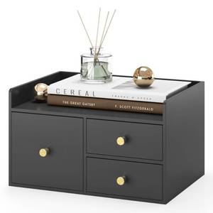 lot 25012 image: Bamboo Desk Organizer with Drawers Wooden Desktop Storage Drawers for Bills Office Supplies Kitchen Utensils Organizing Tool for Home Classroom Organization No Assembly (Black, 3 Drawer) (Missing Handles) - Retail $40
