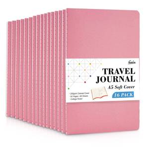 lot 25019 image: feela 16 Pack Soft Cover Journal Bulk, Lined Notebooks College Ruled for Work for Women Girl Writing, Blank Travel Journal Note Taking Notebook School Business Supplies, 8.2 x 5.5, A5, Pink - Retail $30