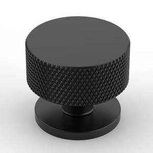 lot 25023 image: Amerdeco 10 Pack Matte Black Knurled Cabinet Knobs Single Hole 1.2 Inch Diameter Round Drawer Knobs for Bathroom Cabinets K0017 - Retail $26