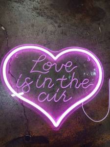 lot 26362 image: Love is In The Air Neon Sign for Wall Decor Wedding Neon Sign Pink Heart Decor for Girls Room Pink Lights for Valentines Day Weeding Party Aesthetic Light Gifts for Girls Size 13.8  10.9in(GLND233) - Retail $40