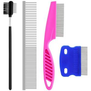 lot 26392 image: GUBCUB Pets Grooming Comb Kit for Small Dogs Puppies For Tear Stain Remover, 2-in-1 with Round Teeth to Remove Knots Crust Mucus 3pcs - Retail $6