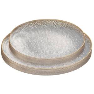 lot 26401 image: PLASTICPRO 12 Pieces Elegant Plastic Plates for Party Clear with Gold Rim Includes 7 inch and 10 inch Fancy Plastic Plates Disposable Dinnerware - Retail $18