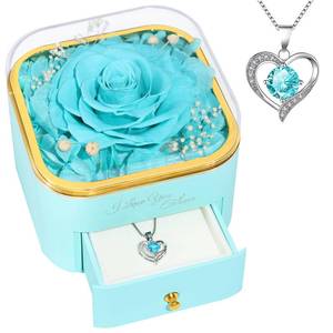 lot 26402 image: Beferr Mothers Day Forever Rose with Necklace for Mom Birthday Gifts Preserved Roses Eternal Flower for Delivery Fresh Flowers Gifts for Mother Wife Her Grandma Sister Daughter Girls Friends (Chain Not Included) - Retail $50