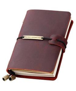 lot 26430 image: Robrasim Refillable Handmade Travelers Notebook, Leather Travel Journal Notebook for Men & Women, Perfect for Writing, Gifts, Travelers, 5.2 x 4 Inches - Wine - Retail $15
