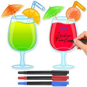 lot 26448 image: Konohan 2 Pcs Cruise Door Decorations Magnetic Fruit Drink Door Magnets with 3 Pcs Paint Pens Cruise Must Haves Cocktail Magnet Stickers for Carnival Birthday Refrigerator Decor(Mixed Color) - Retail $7