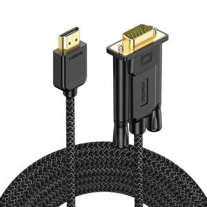 lot 26458 image: HDMI to VGA Cable 10 Feet 1080P60Hz Male to Male Braided Cord for Monitor, Computer, Desktop, Laptop, PC, Projector, HDTV, Xbox One and More - Retail $10