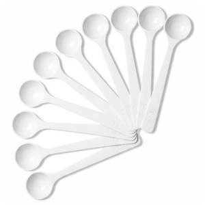 lot 26473 image: Extend Lab 250mg Plastic Measuring Spoons (0.5ml) Pack of 10 Mini Scoops for Baby Formula, Coffee, Protein Powder, Baking Approx. 12 Teaspoon Scoop (tsp)