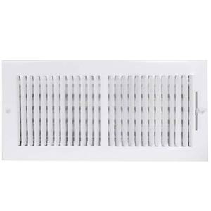 lot 26484 image: EZ-FLO 14 x 6 Inch (Duct Opening) Air Vent Cover for Wall or Ceiling, Two-Way Ventilation Register, Solid Steel HVAC Register Cover, White, 61613 - Retail $9