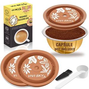 lot 26487 image: VIVI SKY Reusable Coffee Capsule Lids Work with Nespresso Pods Vertuoline,Food Grade Silicon Caps Used for Every Sizes of Reusable Nespresso Refillable Capsule(Silicon Vertuoline Lids- 2PCS) - Retail $10