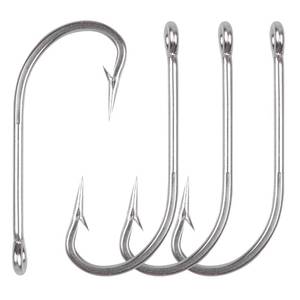 lot 26504 image: Fishing Hooks Saltwater OShaughnessy J Hooks Forged Stainless Steel Long Shank Trolling Hooks Extra Strong Sea Bass Hook for Saltwater Freshwater Fishing(90) - Retail $15