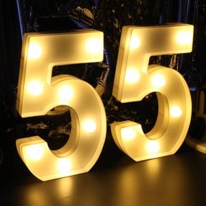 lot 26509 image: H 8.26 Inches Light Up Numbers 55 Centerpieces Table Sign, Happy 55th Birthday Decorations for Women, 55th Party Decor for Men, 55 Year Old Birthday Supplies - Retail $14