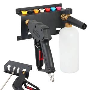 lot 32672 image: MYHLPER Pressure Washer Gun Holder,Foam Cannon Holder for Pressure Washer Gun, Foam Cannon,Fit 14 Inch Quick Connector,Pressure Washer Nozzle Tips and Wand Extension Storage Rack Wall Mounted - Retail $17