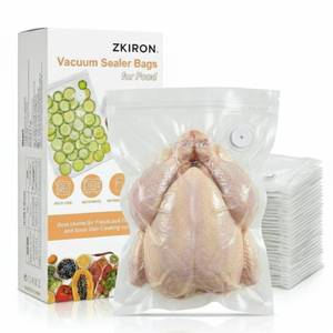 lot 32674 image: ZKIRON Reusable Vacuum Sealer Bags for Food, 20 Pack - Extra Large Food Storage Bags, BPA Free, Leakproof Double Zipper, Freezer Microwave Sous Vide Safe, for Bulk Meat, Whole Chicken & Freezer Prep - Retail $32