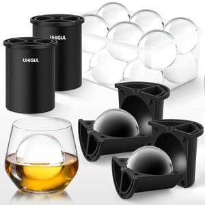 lot 32676 image: Clear Ice Cube Maker, 2.5 Stainless Steel Ice Ball Maker Mold for Whiskey & Cocktails, Non-BPA Premium Silicone Ice Cube Molds, Easy-Release Sphere Ice Maker, Bourbon Gifts for Men (2 PACK) - Retail $28
