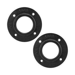 lot 32696 image: BathAce Industrial Pipe Floor Flange, Heavy Duty Malleable Iron Pipe Fittings, Wall Mounted Vintage DIY Threaded Flange for Decoration Steampunk Furniture Vintage Project, Black(2 Pack, 2 Inch) - Retail $14