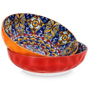 lot 32705 image: Vancasso Large Serving Bowls, 78 Oz Extra Large Salad Bowls Set of 2, Bohemian Decorative Bowls for Salad, Fruit, Pasta and Dinner, Serving Dishes Set for Party, Dishwasher & Microwave Safe Red - Retail $43