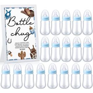 lot 32707 image: Roowest Bottle Chug Baby Shower Games Favors Including 18 Pcs Bottles with 1 Bottle Chug Wooden Sign for Gender Reveal Baby Shower Party Supplies(Blue,Cowboy) - Retail $31