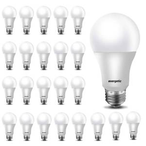 lot 32708 image: Energetic 24 Pack A19 LED Light Bulb, 40 Watt Equivalent Daylight 5000K, E26 Standard Base, ETL Listed, Non-Dimmable LED Light Bulb - Retail $22