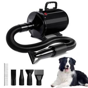 lot 32711 image: IVY&LANE Dog Hair Dryer for Pet Grooming,High Velocity Dog Dryer Force Blower with 4 Nozzles,Adjustable Speed and Temperature Control Dogs Blow Dryer,Noise Reduction,Black - Retail $60