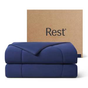 lot 61973 image: REST Evercool Cooling Comforter, KingCali King, Blanket for Hot Sleepers, All Season Bedding to Keep Cool for Night Sweats, Breathable Lightweight Duvet, 106x90 Inches, Midnight Blue - Retail $187