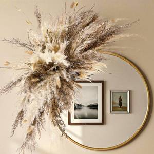 lot 19454 image: Layhit 1 Set Boho Dried Flower Wall Hanging 35 inch Pampas Grass Bouquet Dry Flower for Vase Crafts DIY Handmade Floral Plant Weeding Arch Decor - Retail $26