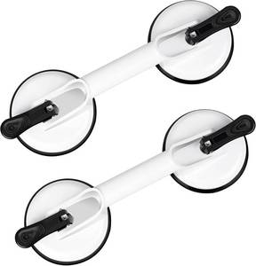 lot 19459 image: FCHO Glass Suction Cups Heavy Duty Aluminum Vacuum Plate Handle Glass Holder Hooks to Lift Large GlassTile Suction Cup LifterDent PullerBathroom Safety Grab Bar (White2 Pack) - Retail $20