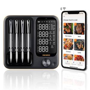 Wireless Meat Thermometer with 4 Probes, INKBIRD WiFi Meat Thermometer Digital Wireless for Rotisserie Grill Oven,Unlimited Range Dishwasher Waterproof Bluetooth Thermometer for iOS & Android - Retail: $102