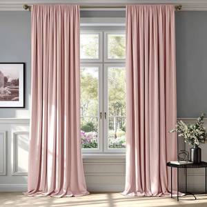 lot 23405 image: MIULEE Baby Pink Velvet Curtains Thermal Insulated Blackout Curtain Drapes for Bedroom Living Room Darkening 84 Inches Long Curtains Panels Rod Pocket Set of 2 - Retail $43