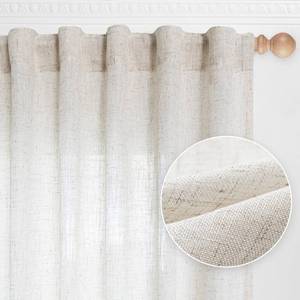 lot 23411 image: MYSKY HOME Linen Curtains for Living Room, Natural Semi Sheer Curtains & Drapes 84 inches Length 2 Panels Set Farmhouse Country Boho Style Back Tab Draperies for Sliding Glass Door, 50 Wide, Linen - Retail $16