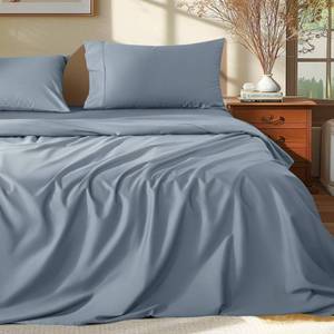 lot 23412 image: Shilucheng 100% Egyptian Cotton Queen Size Sheets Set - 1000 Thread Count Luxury Cotton Bed Sheets Breathable & Cooling Bedding and Pillow Cases, 16 Inch Deep Pocket - 4 Piece (French Blue, Queen)