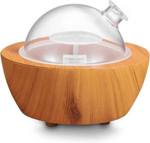 lot 23418 image: 280ml Glass Essential Oil Diffuser Wood Grain Base Air Aroma Diffusers for Aromatherapy Cool Mist Humidifier with Safe Auto Shut-Off and 7 Color LED Night Lights for Home Office Room - Retail $36