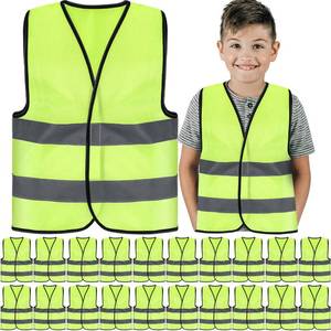 lot 23420 image: Zhanmai 20 Pcs Kids Safety Vest Bulk High Visibility Reflective Construction Vest with Strips Neon for Traffic Child Outdoor (Yellow) - Retail $36