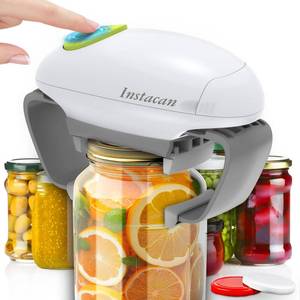 lot 23439 image: INSTACAN Higher Torque and One Touch Electric Jar Opener Easy Remove Almost Size Lid with Auto-Off, Powerful Bottle Opener for Arthritic Hands, Automatic Jar Opener for Weak Hands and Seniors (White) - Retail $69