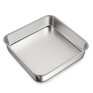 lot 23781 image: 8 x 8-Inch Baking Pan, 304 Stainless Steel Square Cake Pan, Commercial Grade Bakeware for Cakes Brownies Casseroles, Thicker Rectangle Sheet Cake Pans, Non-toxic & Heavy Duty &Dishwasher Safe - Retail $13