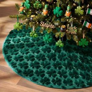 lot 25056 image: Civaner Tree Skirt 36 Inch Plush Faux Fur Love Heart Tree Skirt Mat Romantic for Holiday Party Indoor Outdoor Home Office Decorations(Shamrock,Green) - Retail $16