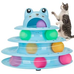 lot 25062 image: Gefryco Cat Toys 4-Tier Roller Track, Turntable Cat Tower Toy with Colorful Chase Balls, Multi-Level Interactive Cat Toys for Bored Indoor Adult Cats, Fun Puzzle Kitten Exercise Toys Self Play - Retail $12