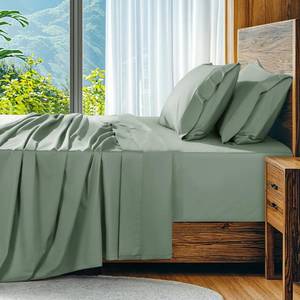 lot 25073 image: SONORO KATE 100% Egyptian Cotton Sheets Set, Extra Deep Pocket up to 18-24,1000 High Thread Count, Soft & Breathable 5-Star Hotel Sateen Bed Sheets - 4 PC (Sea Glass,King) - Retail $100
