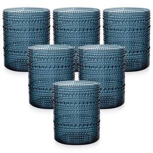 lot 25078 image: Joyido 18PCS Hobnail Plastic Drinking Glasses - 14Oz Beaded Mixed Drinkware Sets Disposable - Blue Vintage Plastic Bubble Easter Glassware for Beer, Juice, Cocktail, Whiskey, and Various Mixed Drinks - Retail $20
