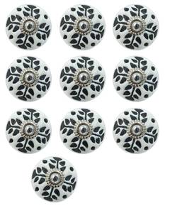 lot 25094 image: Craft Kart Set of 10 Ceramic Cabinet Colorful Knobs for Kitchen, Cabinet, Drawer, Wardrobe (Black & White6) - Retail $12