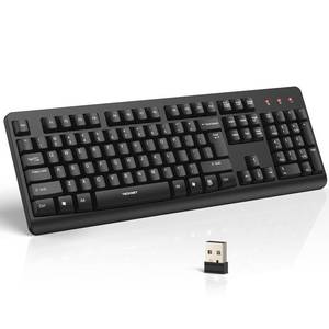 lot 25101 image: TECKNET Wireless Keyboard, 2.4G Silent Full-Size USB Keyboard with Number Pad, Ergonomic Keys & Adjustable Feet, Compatible with Laptop, PC, Desktop, Notebook, Windows 111087 Black - Retail $20