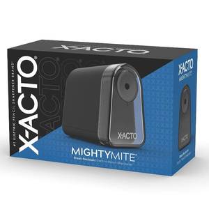 lot 25110 image: X-ACTO Pencil Sharpener, Mighty Mite Electric Pencil Sharpener, With Pencil Saver, SafeStart Motor, Black, 1 Count - Home, Office, School, Teacher Supplies - Retail $19